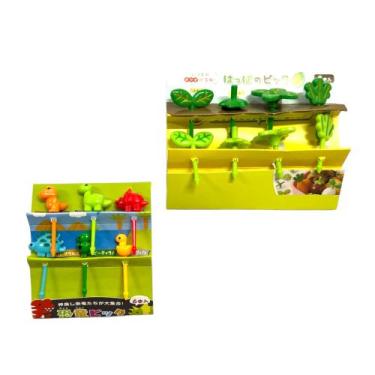 Imagem de Kit 14 Garfinhos de Petisco Infantil 8 Plantinhas + 6 Dinossauro -Lanc