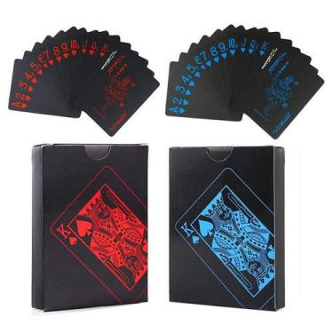 Imagem de Baralho Preto Plástico Prova D'agua Black Poker Impermeável Mágica Ver