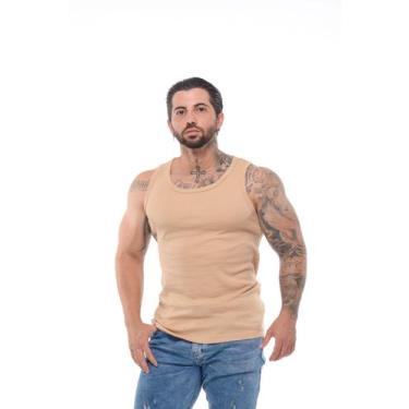 Imagem de Regata Masculina Canelada Modelo Americano Algodão - Volgue, Bege, G