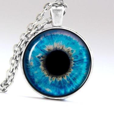 Imagem de Olho de Vidro Azul Colar com Imagem de Íris - RecantoAstralSite, Azul 