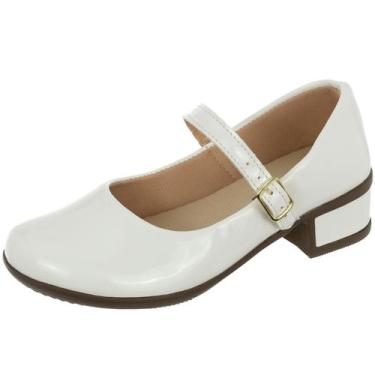 Imagem de Sapatilha Infantil Feminino Salto Grosso Lisa Conforto - Klicpé, Branc