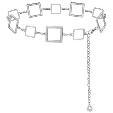 Imagem de LIMHOO Corrente de cintura de metal para mulheres cinto de barriga para colete social jeans, X380-prata, XL: Length 150cm/59.1in