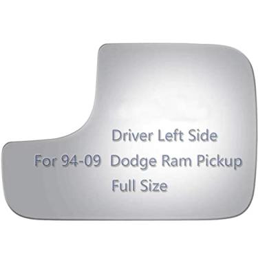 Imagem de JZSUPER Vidro de espelho de reboque lateral inferior adequado para caminhonete Dodge Ram 1500 2500 3500 4000 4500 5500 700 1994-2009, caminhonete de vidro plano retrovisor, lado esquerdo de