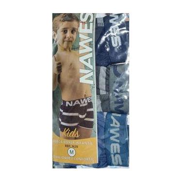 Imagem de Kit 3 cuecas boxer algodão infantil nawes kids cores sortidas n20, P
