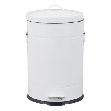 Imagem de Lixeira Para Cozinha Metal Com Pedal 20l Branca - Genérica, Branco