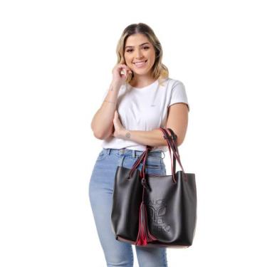 Imagem de Bolsa alice monteiro lisboa, Preto, Vermelho