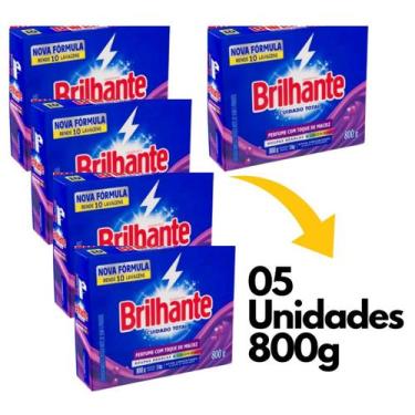 Imagem de 5 Caixas Sabão em Pó Brilhante 800g cada Lava Roupas
