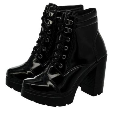 Imagem de Coturno Femininno Plataforma  Ferradura - M.D.S CALÇADOS, Preto verniz