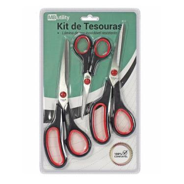 Imagem de Kit 3pcs tesoura multiuso aço inoxidável cabo anatômico - yazi