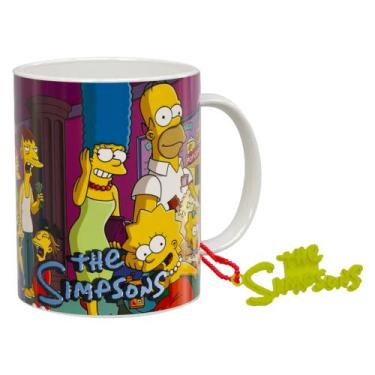 Imagem de Caneca de Porcelana 325ml Os Simpsons TSP2. Acompanha chaveiro de resi
