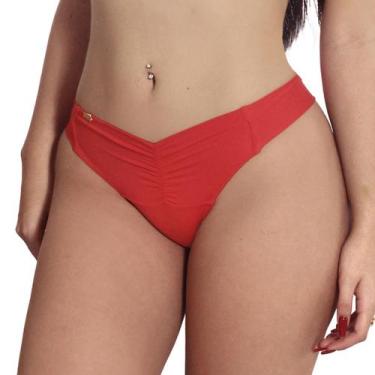 Imagem de Calcinha de Biquíni Levanta Bumbum Fio Duplo - Estigma, P, Vermelho