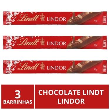 Imagem de Chocolate Lindt Lindor Barra, Ao Leite, 3 Barrinhas de 38g