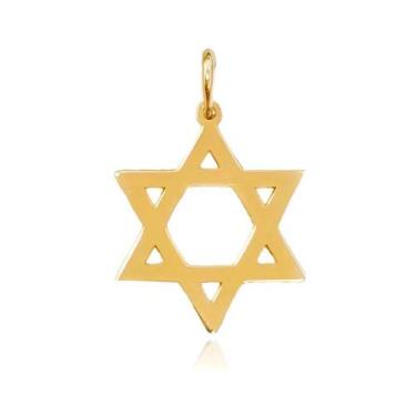 Imagem de Pingente Estrela de Davi de Ouro 18k Grande 35 mm Peso 2.00 Gramas - O