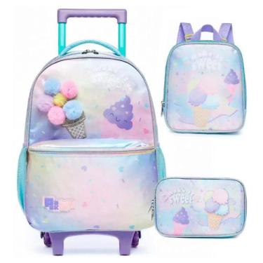 Imagem de Mochila Rodinhas + Lancheira + Estojo Pack Me Fresh Sorvete - Pacific