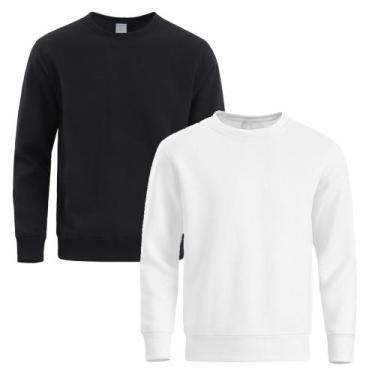 Imagem de Kit 2 Moletom Masculino Liso Treino Frio Gola Careca Slim - Quero Shoe