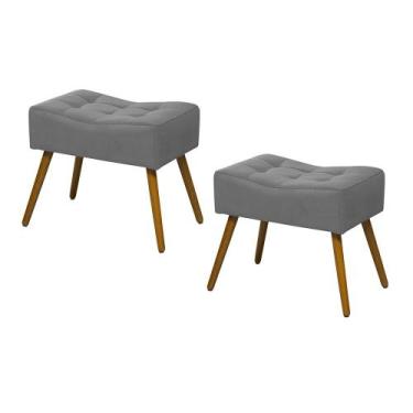 Imagem de Kit 02 Puffs Banqueta Retangular Liso Cinza - SA Móveis - Estopar