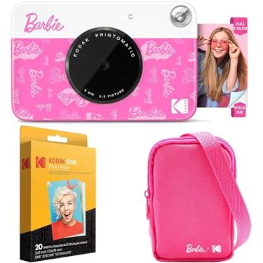 Imagem de Kodak Conjunto de câmera digital Barbie Printomatic com impressão instantânea colorida (estilo exclusivo) + capa para câmera Barbie Deluxe + papel Zink (20 folhas)