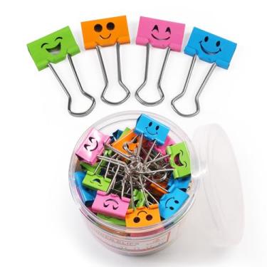 Imagem de Prendedores de papel organizadores de arquivos Coideal Cute Binder, clipes de metal, cores sortidas, Smiling Face, 0.75 inch
