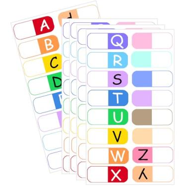 Imagem de Etiquetas de índice do alfabeto de A a Z 26 letras, 256 peças, tabelas alfabéticas, índices escolares, 25 x 11 mm, abas multicoloridas do alfabeto para escritório, página de livros, dicionário,