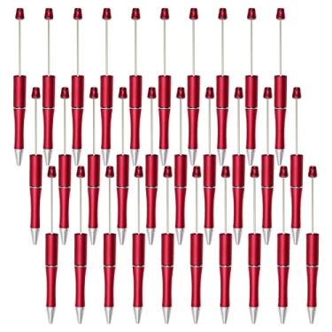 Imagem de jiebor 30 peças de canetas esferográficas vermelhas com contas de plástico, canetas esferográficas de tinta preta, canetas fofas e legais para crianças, meninas, estudantes, professores, presentes de formatura, escritório, material escolar