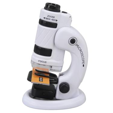 Imagem de Microscópio de Bolso, Kit de Microscópio Científico Infantil Suporte Removível Portátil LED Luz Dupla 60 a 180X Microscópio Infantil para Alunos de 6 Anos ou Mais