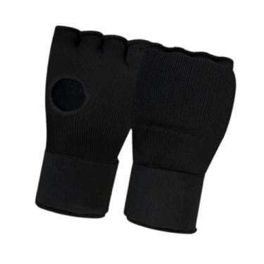 Imagem de menolana Gel boxe mão envoltórios crianças boxe luvas internas portátil meio dedo treinamento de perfuração para muay thai esportes fitness, Preto