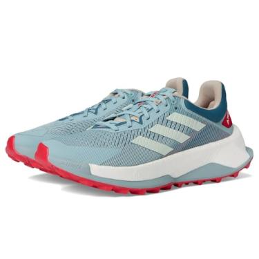 Imagem de adidas Tênis de corrida masculino Terrex Soulstride Ultra Trail, Cinza mágico/verde linho/rubi puro, 41