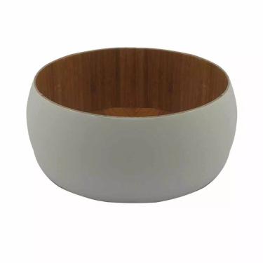 Imagem de Saladeira em Bambu Ecológico com Revestimento Branco Casa Ambiente Redonda 10cm
