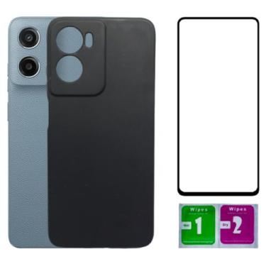 Imagem de Kit Capinha Capa Aveludada Preta Para Moto G05 + Película 3D - Mustang