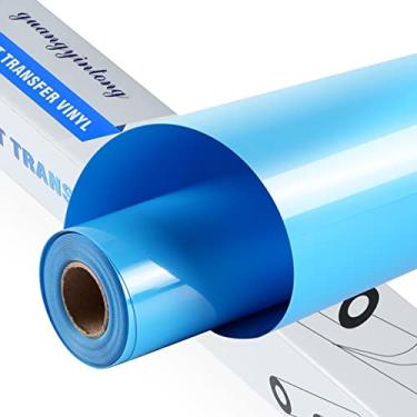 Imagem de guangyintong Vinil HTV Rolos de Vinil de Transferência de Calor - 30,48 cm x 6,13 m Azul Céu HTV Vinil para Camisas, Ferro sobre Vinil para Todas as Máquinas Cortantes - Fácil de Corte e Erva Daninha para Calor Vinil (Sky Blue k14)