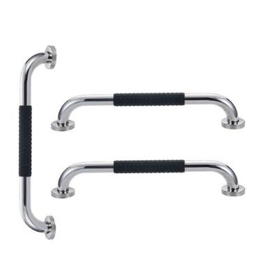 Imagem de Barra de Apoio 30cm Inox Superficie Antiderrapante Kit 3 unidades Banh