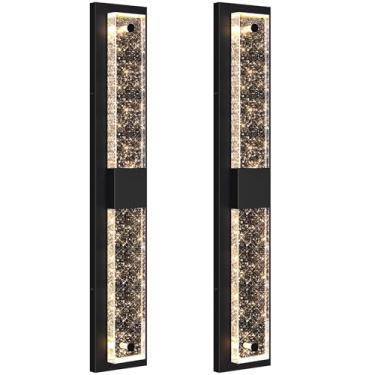 Imagem de BesLowe Luminárias De Parede Externas De Tamanho Grande De 31,5 Pol. Com Vidro De Bolha De Cristal, Arandelas Externas À Prova D'Água, Lanternas De Parede Led, Luzes De Varanda Montadas Na Parede, 1