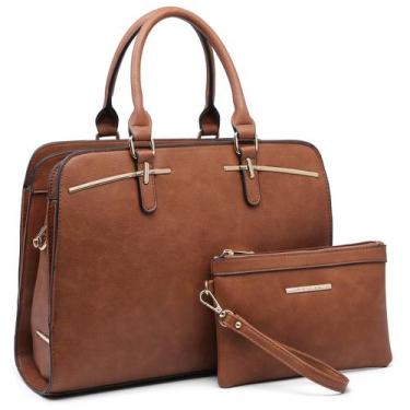 Imagem de Bolsa feminina Dasein Bolsa de ombro com carteira marrom