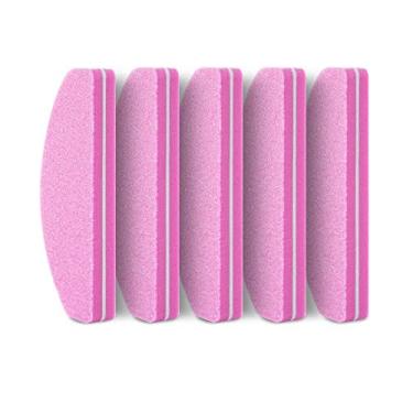 Imagem de CYSUE 5 peças Lixa de unha profissional cor esponja lixa lixa de unha com tampão de polimento e polimento conjunto de ferramentas de lixa de manicure (cor: 5 peças rosa)