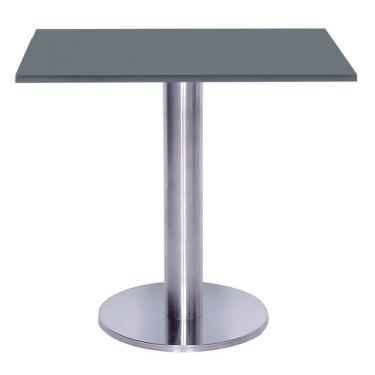 Imagem de Mesa Beta Big Inox 75 Cm (alt) Disco Redondo Tampo Mdp Quadrado 70 Cm (larg) X 2,50 Cm (alt) Grafito