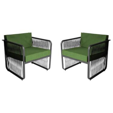 Imagem de Conjunto 2 Poltronas área Externa Corda Náutica Santiago Preto-verde