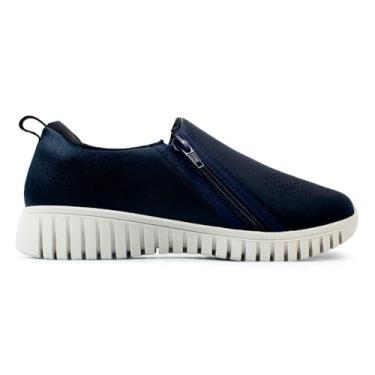 Imagem de Tênis Usaflex Feminino Slip On Elastano Zíper Casual Marinho Ae22039003 35