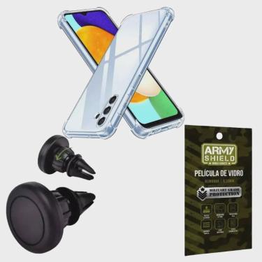 Imagem de Kit Capinha AntiShock Galaxy A05 + Suporte Magnetico + Pelicula de Vidro 3D - ArmyShield