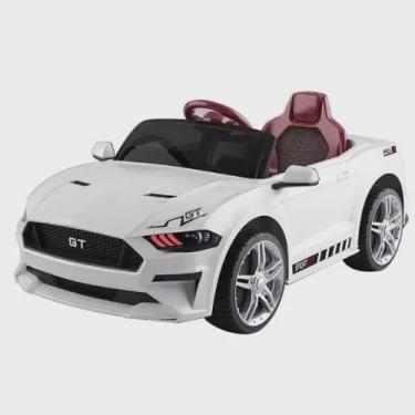 Imagem de Carrinho elétrico infantil mustang gt sp 12V - branco com interior bordô