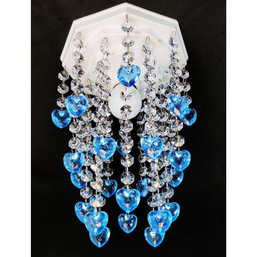 Imagem de Lustre Plafon Luminária Corações Ambiente Quarto Criança Bebê Decoração Infantil Menino Coração Azul