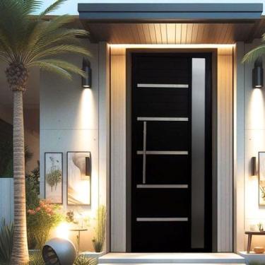 Imagem de Porta Pivotante Solara Alumínio com Visor Puxador Tubolar 210 X 100 La