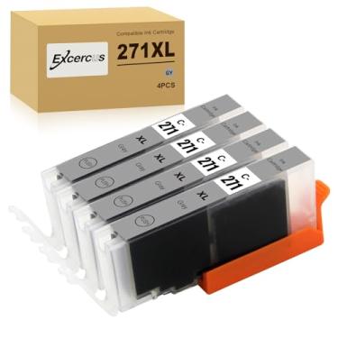 Imagem de EXCERCUS Cartucho de tinta compatível com cartuchos de tinta cinza CLI 271 CLI-271XL funciona com impressoras PIXMA TS9020 MG7720 TS8020 (pacote com 4 CLI-271XL GY)