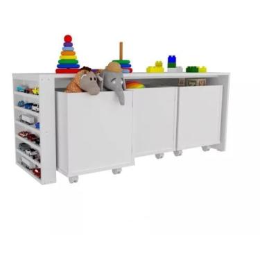 Imagem de Rack Com Baús Infantil Com Porta Carrinhos Cauê 100% Mdf