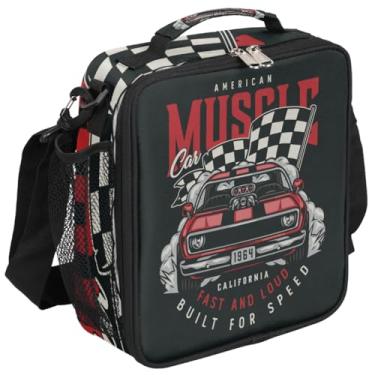 Imagem de Pardick Racing Car Retro Kids Lunch Bag Insulated Lunch Box Mini Cooler Back to School Thermal Meal Tote Kit Bento Tote Bags Lunchbox for Boys Girls