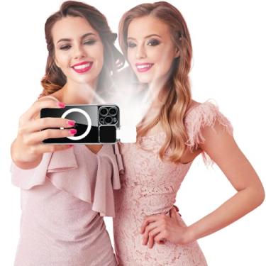 Imagem de ZFMF Capa magnética para iPhone 12 Pro Max com luz LED embutida para selfie recarregável para TIK Tok/Stream/Maquiagem/Live/Video - Selfie (transparente, capa magnética para iPhone 12 Pro Max)