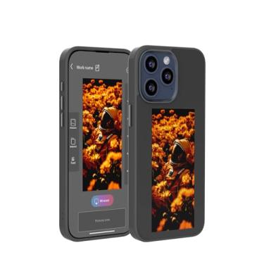 Imagem de KSOPUERT Capa de celular com tela inteligente e tinta atualizada em 4 cores para iPhone 14 Pro, suporta transferência NFC de imagem/foto/memorando/texto para capa de telefone, cinza escuro