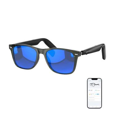 Imagem de GetD Óculos de sol Bluetooth para homens/mulheres, tradutor de IA, vida útil da bateria 11H, lentes polarizadas, proteção UV, controle de voz, microfone e alto-falantes embutidos, óculos inteligentes