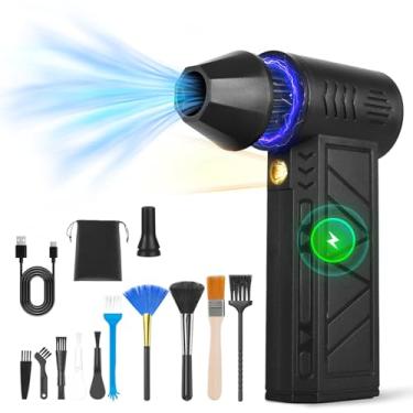 Imagem de Espanador de ar comprimido, mini espanador de ar elétrico Moclever 180000RPM com luz LED para limpeza de teclado de PC, soprador de ar sem fio recarregável de alta velocidade com 4 velocidades para