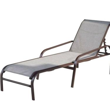 Imagem de Espreguiçadeira para Jardim 46cm x 62cm x 190cm Slim Marrom/Bege