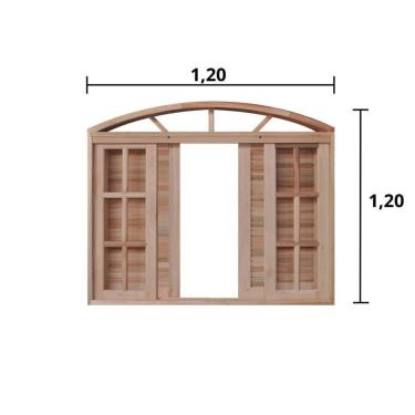 Imagem de Janela De Madeira Veneziana 120x120cm 6 Folhas Em Arco Rodam Natural